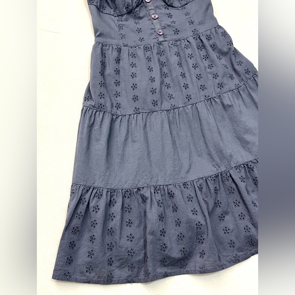 Hollister California Women’s Blue Eyelet Dress with Smocked Top Adjustable Strap - Picture 2 of 15